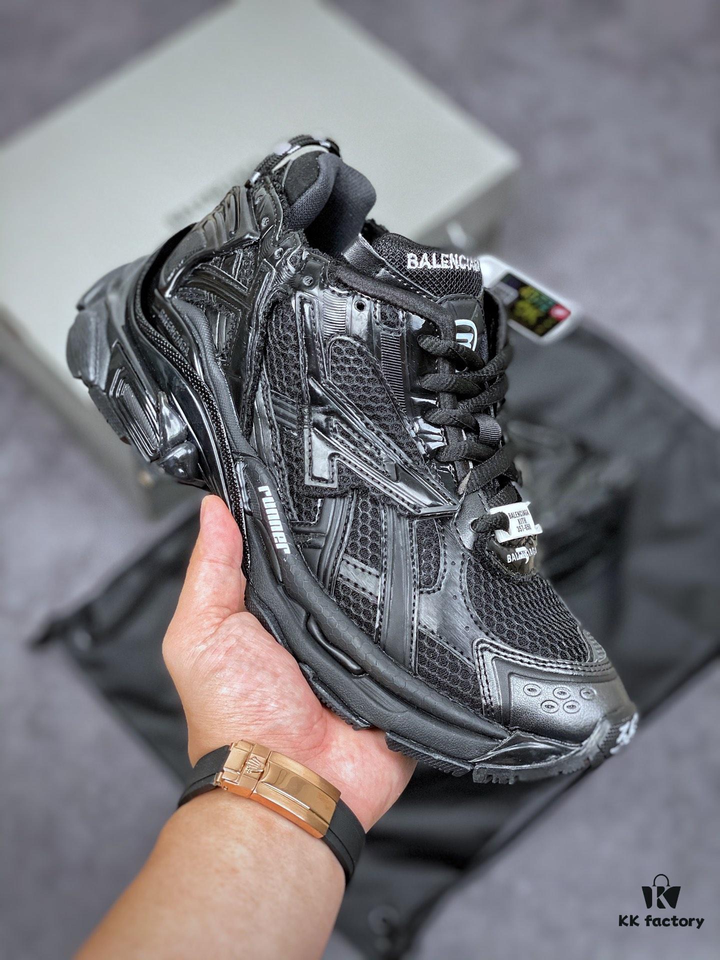 6930e8e16e68136f4d9b2f0f KITH x BALENCIAGA Runner Sneaker Low-Top Retro Running Shoes 'Deconstructed Black and White Logo'