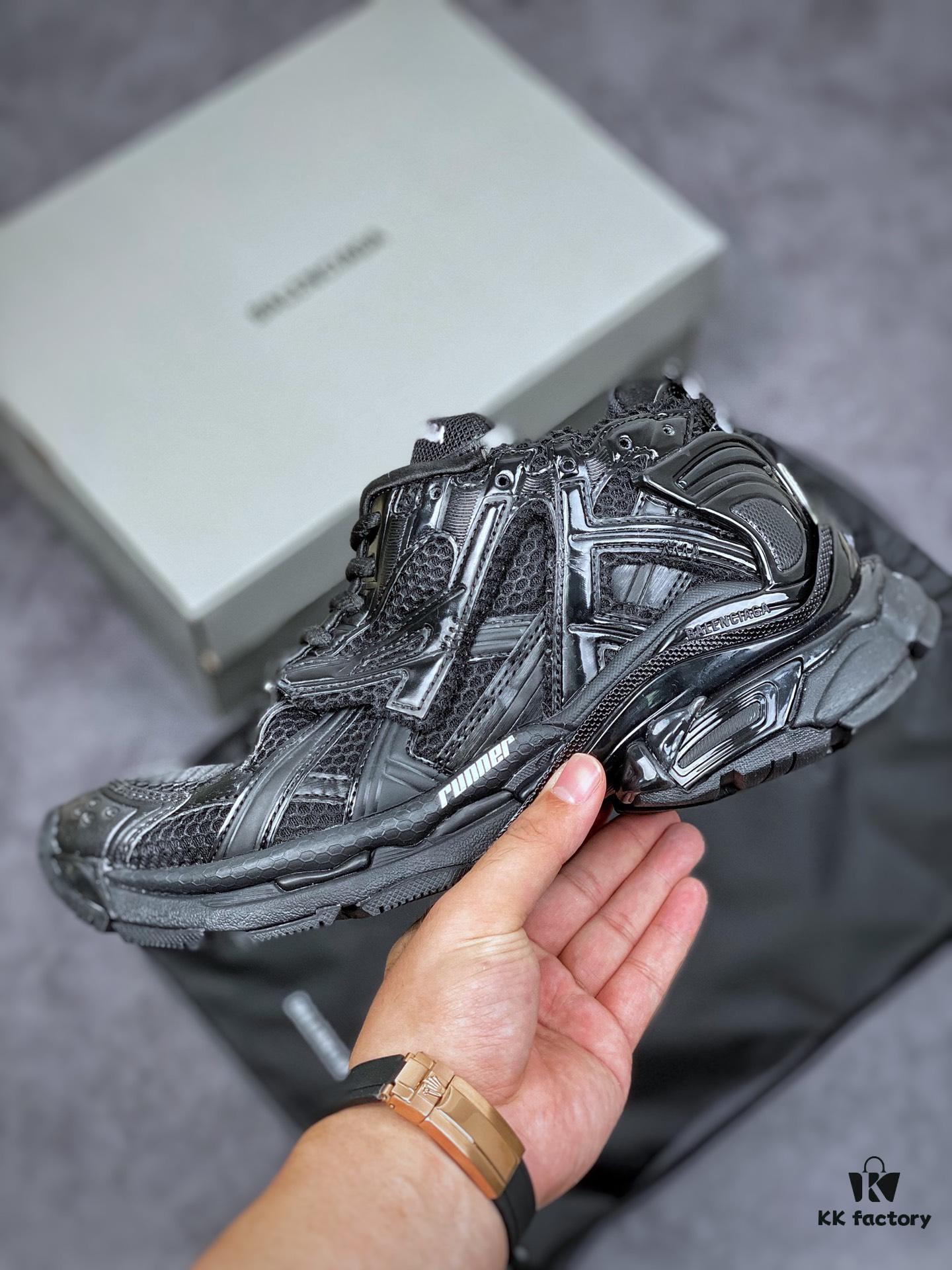 6930e8e46e68136f4d9b2f11 KITH x BALENCIAGA Runner Sneaker Low-Top Retro Running Shoes 'Deconstructed Black and White Logo'