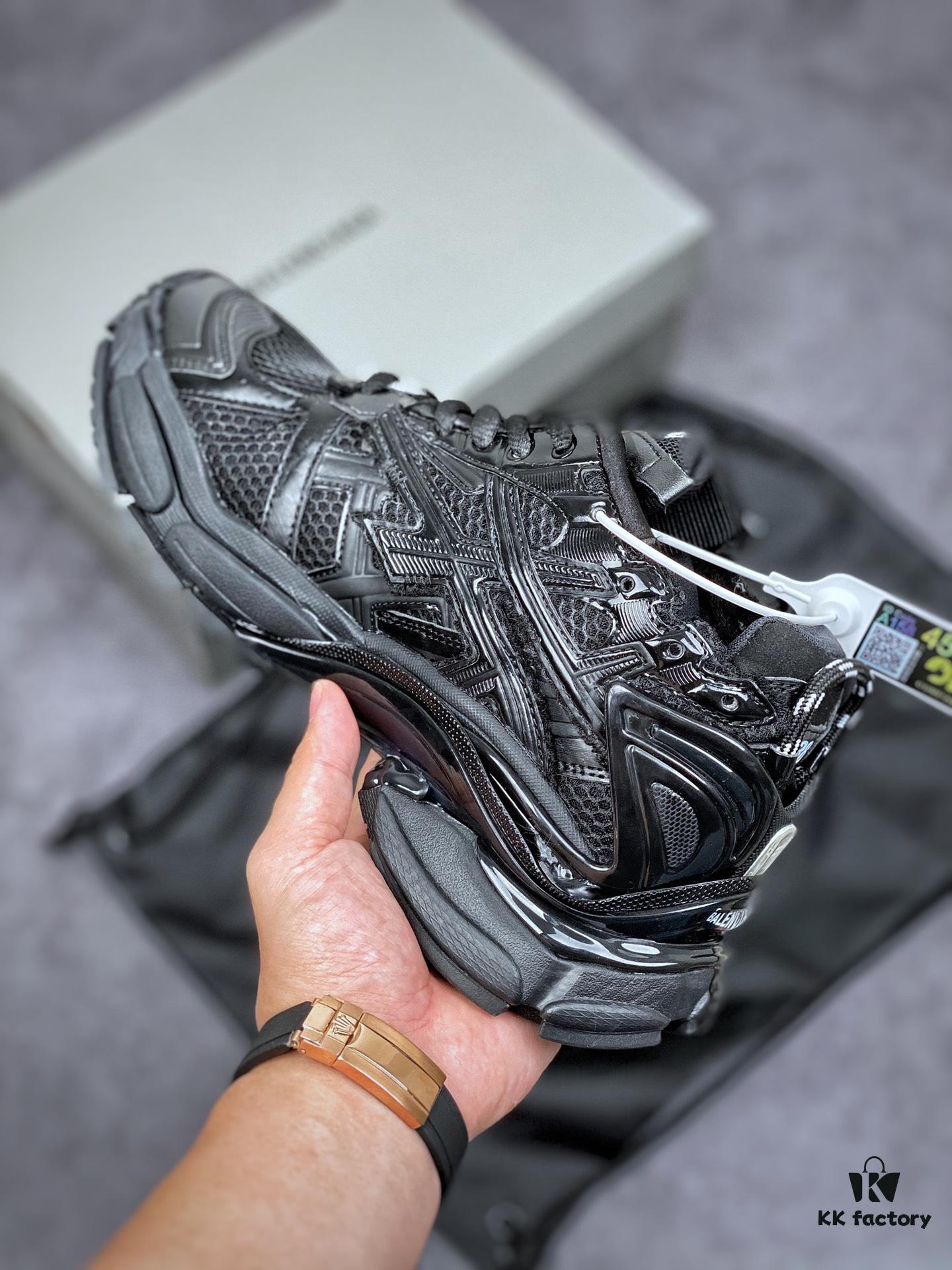 6930e8e46e68136f4d9b2f12 KITH x BALENCIAGA Runner Sneaker Low-Top Retro Running Shoes 'Deconstructed Black and White Logo'