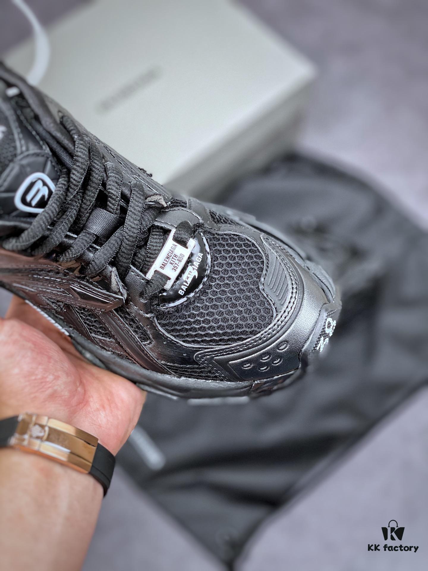 6930e8e46e68136f4d9b2f13 KITH x BALENCIAGA Runner Sneaker Low-Top Retro Running Shoes 'Deconstructed Black and White Logo'