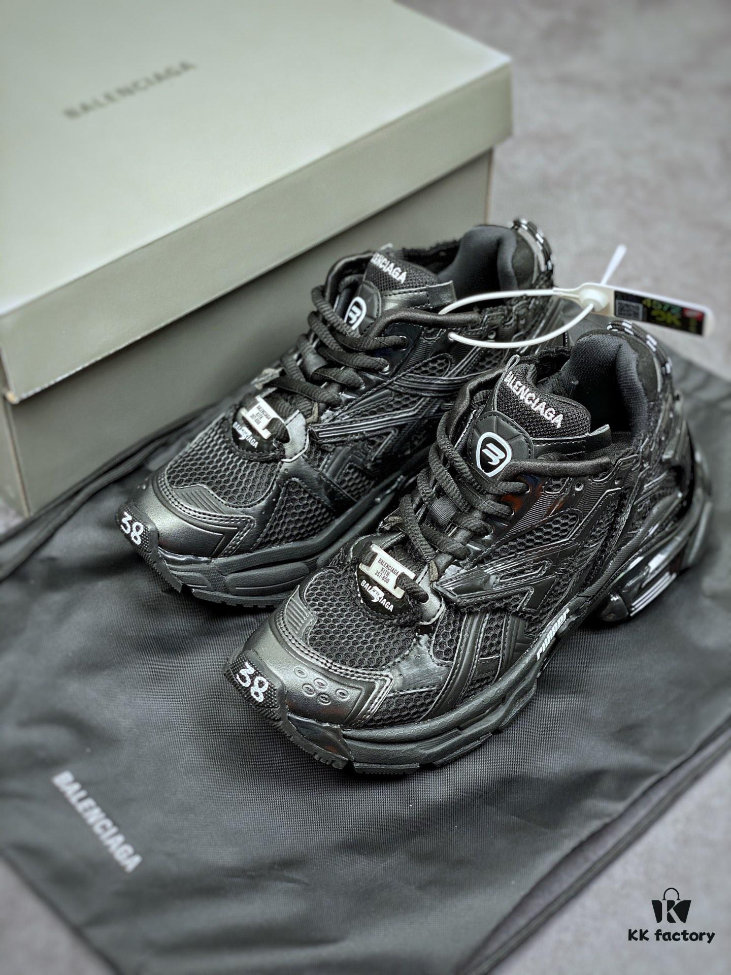 6930e8e46e68136f4d9b2f14 KITH x BALENCIAGA Runner Sneaker Low-Top Retro Running Shoes 'Deconstructed Black and White Logo'