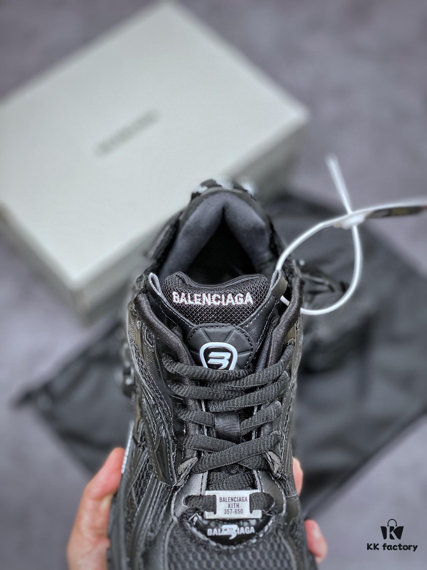 6930e8e66e68136f4d9b2f15 KITH x BALENCIAGA Runner Sneaker Low-Top Retro Running Shoes 'Deconstructed Black and White Logo'