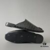 6930e8f56e68136f4d9b2f2e Balenciaga Crocodile-Textured Leather Flat Slip-On Fashion Sandals in Black