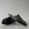 6930e8ff6e68136f4d9b2f3b Balenciaga Crocodile-Textured Leather Flat Slip-On Fashion Sandals in Black