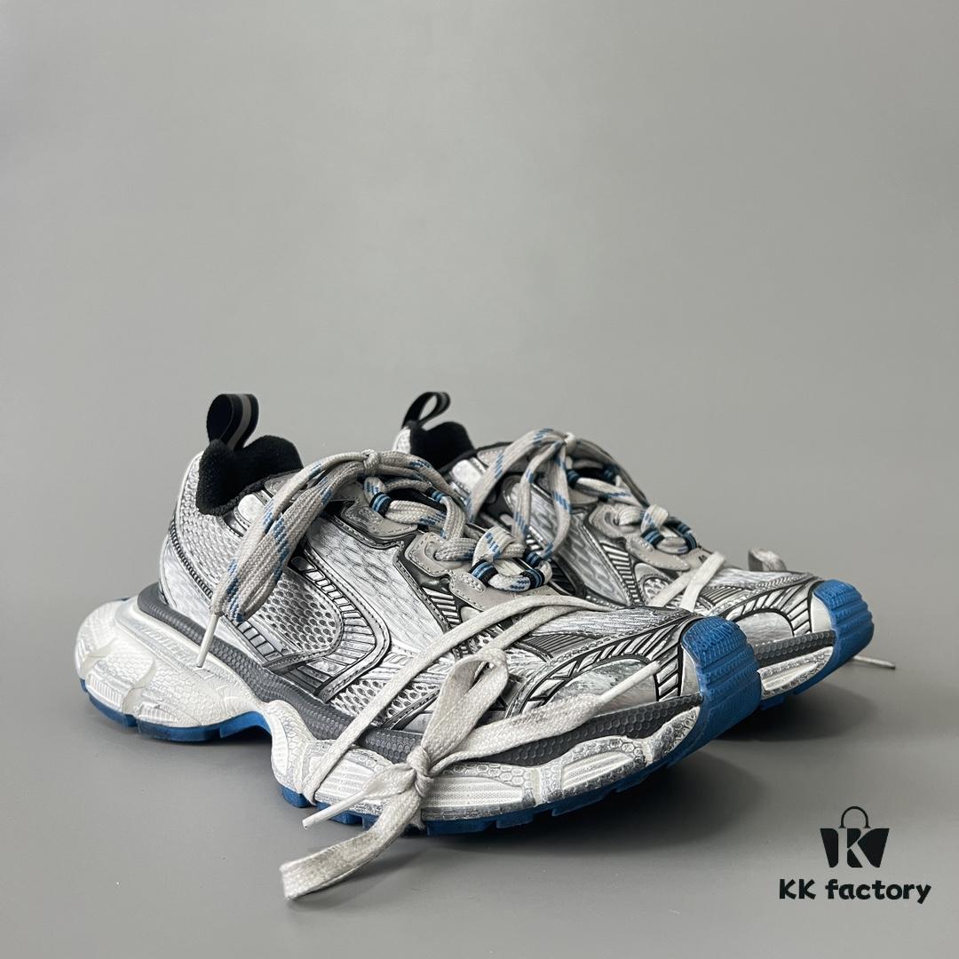 6930e8ff6e68136f4d9b2f3c Balenciaga 3XL Mesh Lace-Up Distressed Low-Top Dad Shoes in Silver Blue