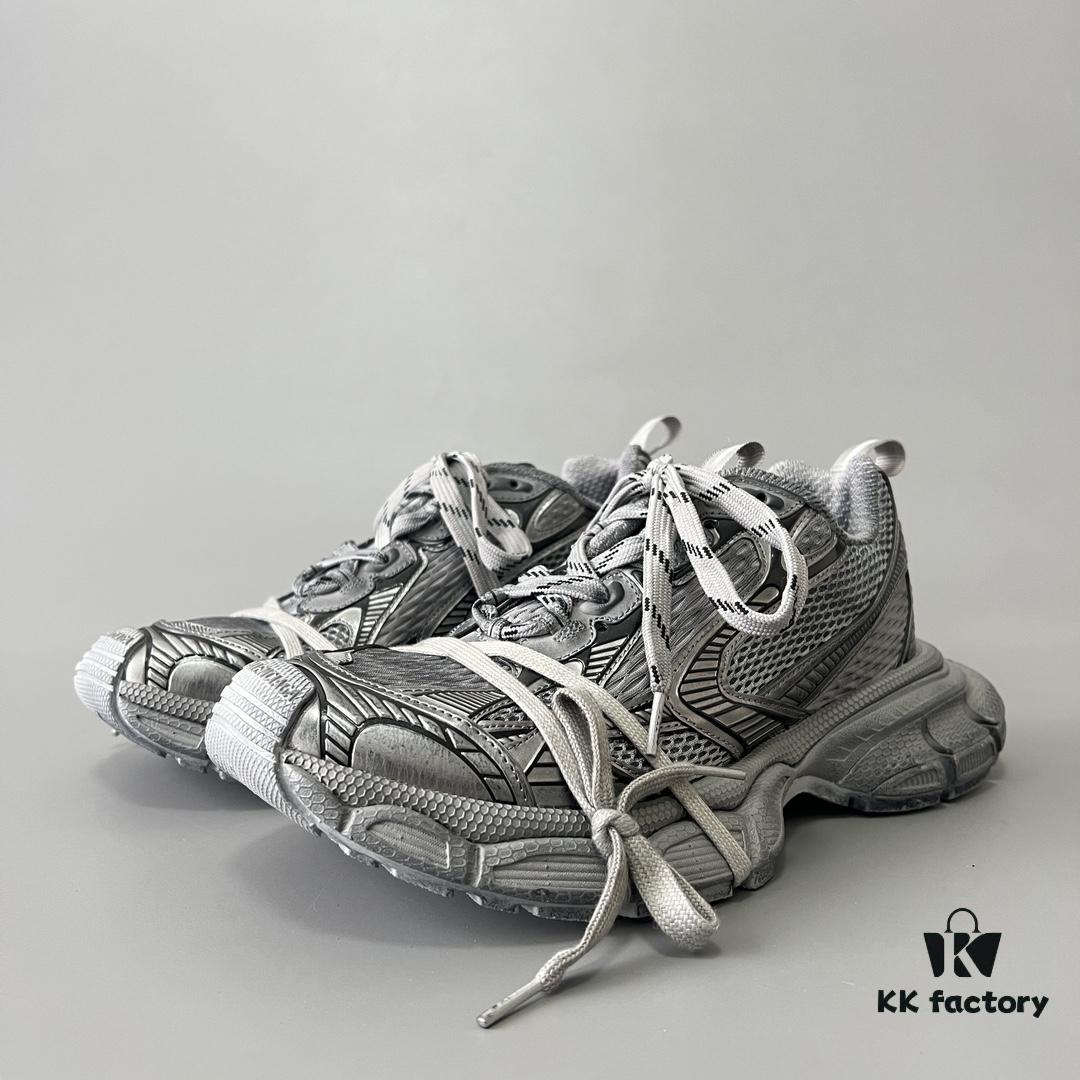 6930e9056e68136f4d9b2f43 Balenciaga 3XL Mesh Lace-Up Distressed Low-Top Dad Sneakers in Gray