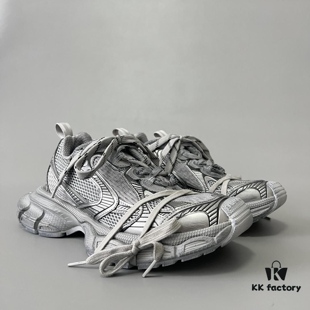 6930e9066e68136f4d9b2f47 Balenciaga 3XL Mesh Lace-Up Distressed Low-Top Dad Sneakers in Gray