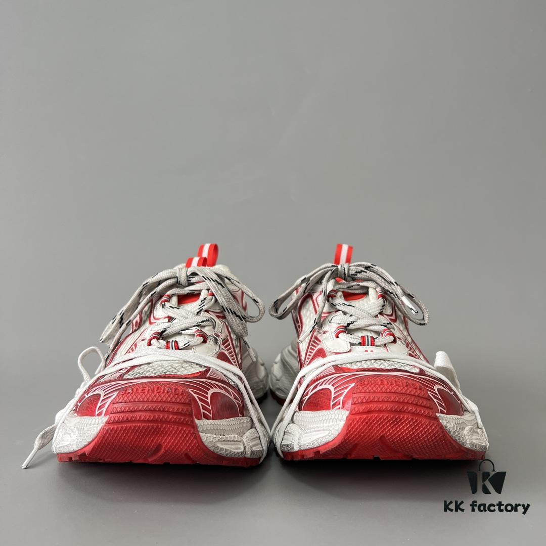 6930e90b6e68136f4d9b2f4d Balenciaga 3XL Mesh Lace-Up Distressed Low-Top Dad Sneakers in White and Red