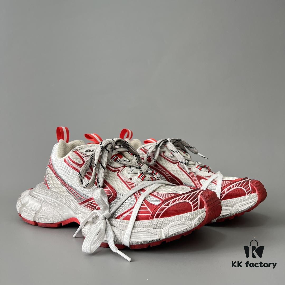 6930e90c6e68136f4d9b2f4e Balenciaga 3XL Mesh Lace-Up Distressed Low-Top Dad Sneakers in White and Red
