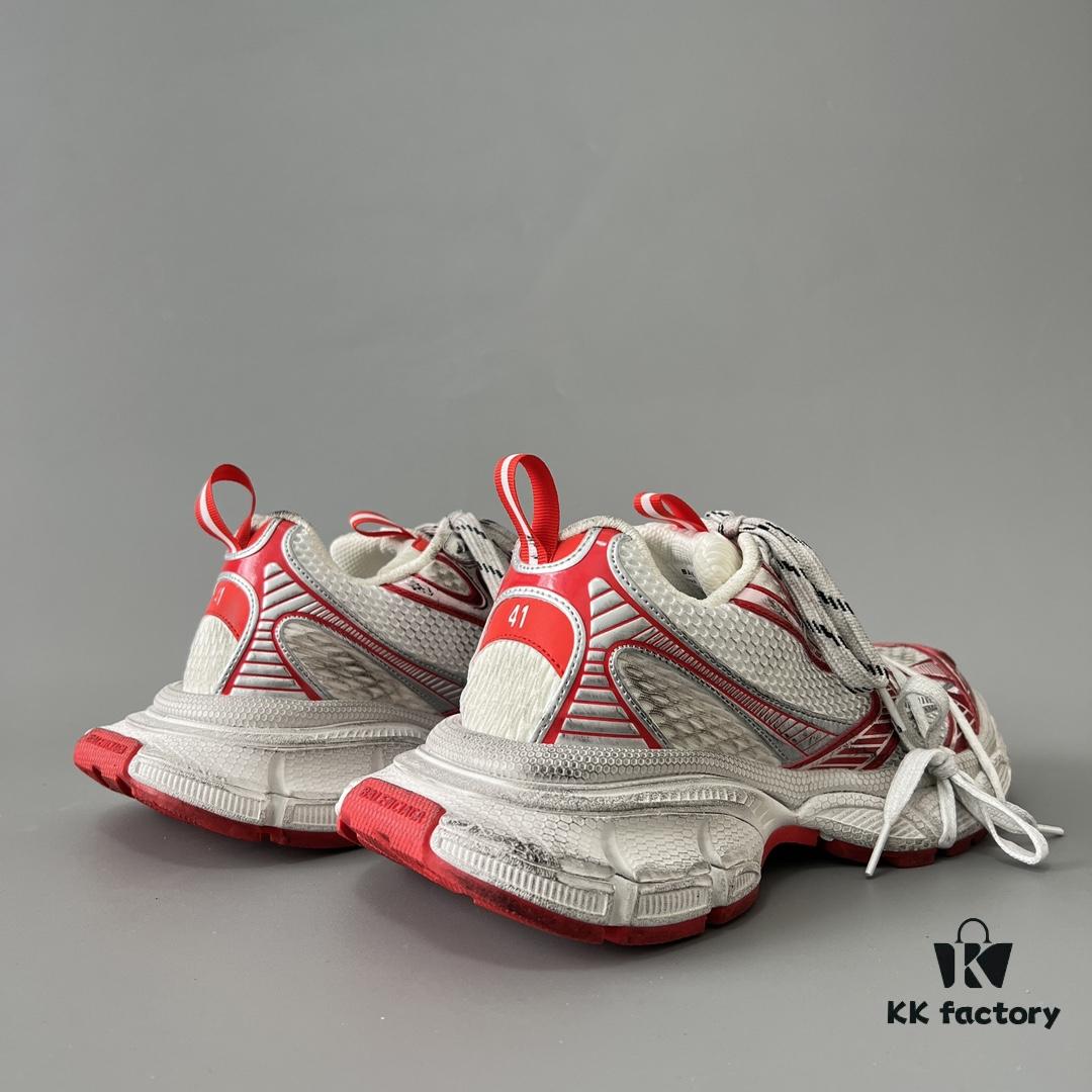 6930e90d6e68136f4d9b2f4f Balenciaga 3XL Mesh Lace-Up Distressed Low-Top Dad Sneakers in White and Red