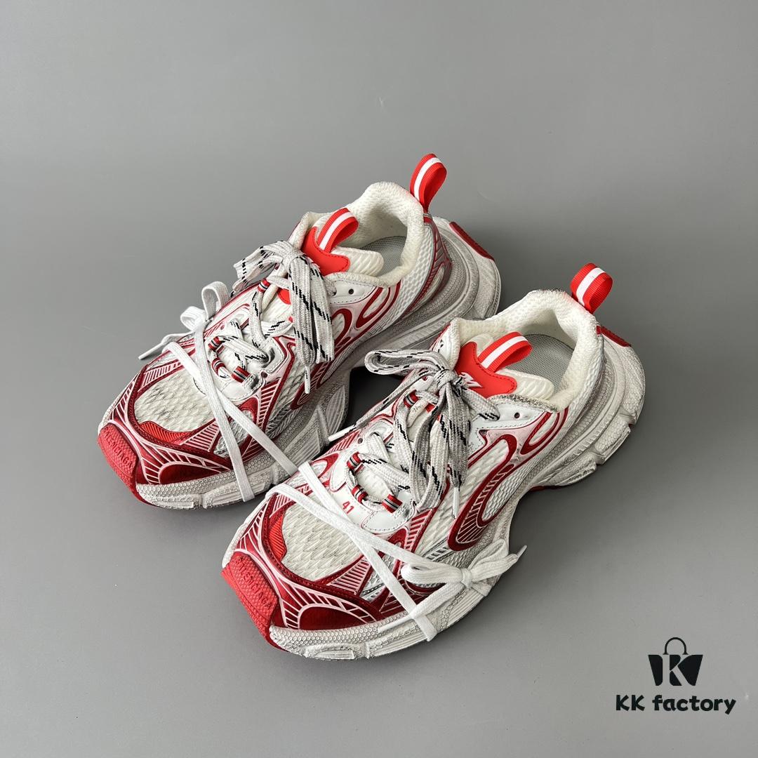 6930e9116e68136f4d9b2f54 Balenciaga 3XL Mesh Lace-Up Distressed Low-Top Dad Sneakers in White and Red