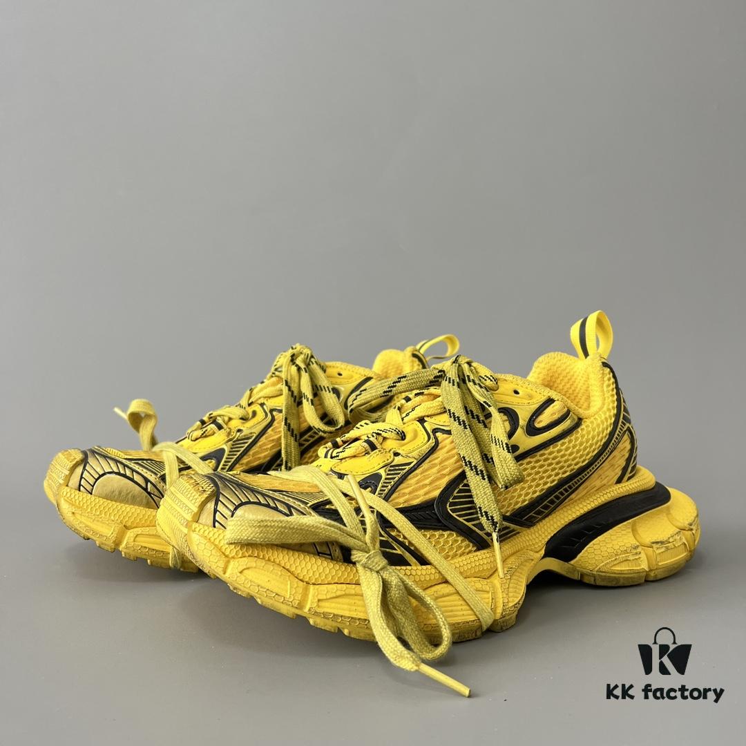 6930e9126e68136f4d9b2f56 Balenciaga 3XL Mesh Lace-Up Distressed Low-Top Dad Shoes in Yellow and Black