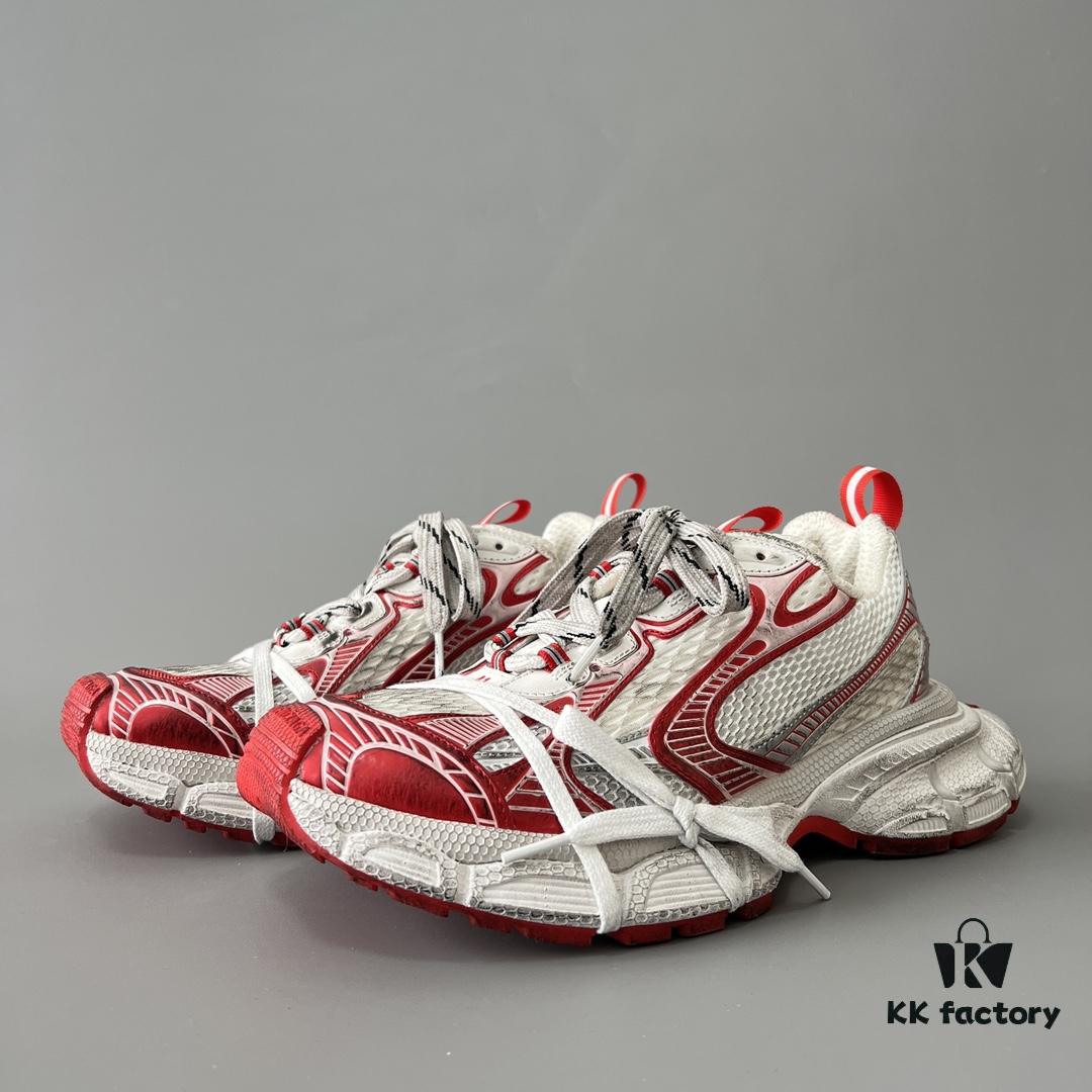 6930e9176e68136f4d9b2f5e Balenciaga 3XL Mesh Lace-Up Distressed Low-Top Dad Sneakers in White and Red