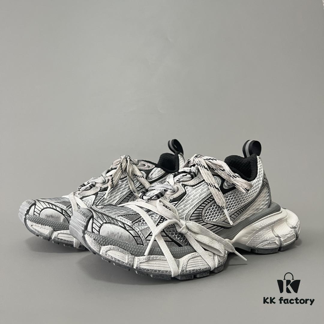 6930e91d6e68136f4d9b2f69 Balenciaga 3XL Mesh Lace-up Distressed Low-top Dad Sneakers in Silver Grey