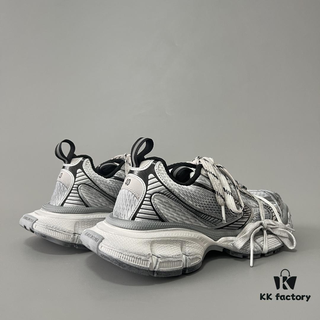6930e9206e68136f4d9b2f6a Balenciaga 3XL Mesh Lace-up Distressed Low-top Dad Sneakers in Silver Grey