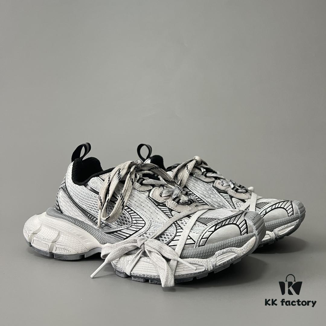 6930e9206e68136f4d9b2f6b Balenciaga 3XL Mesh Lace-up Distressed Low-top Dad Sneakers in Silver Grey