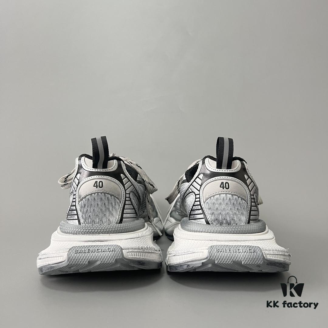 6930e9226e68136f4d9b2f6c Balenciaga 3XL Mesh Lace-up Distressed Low-top Dad Sneakers in Silver Grey