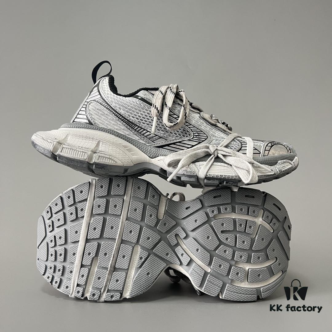 6930e9236e68136f4d9b2f6e Balenciaga 3XL Mesh Lace-up Distressed Low-top Dad Sneakers in Silver Grey