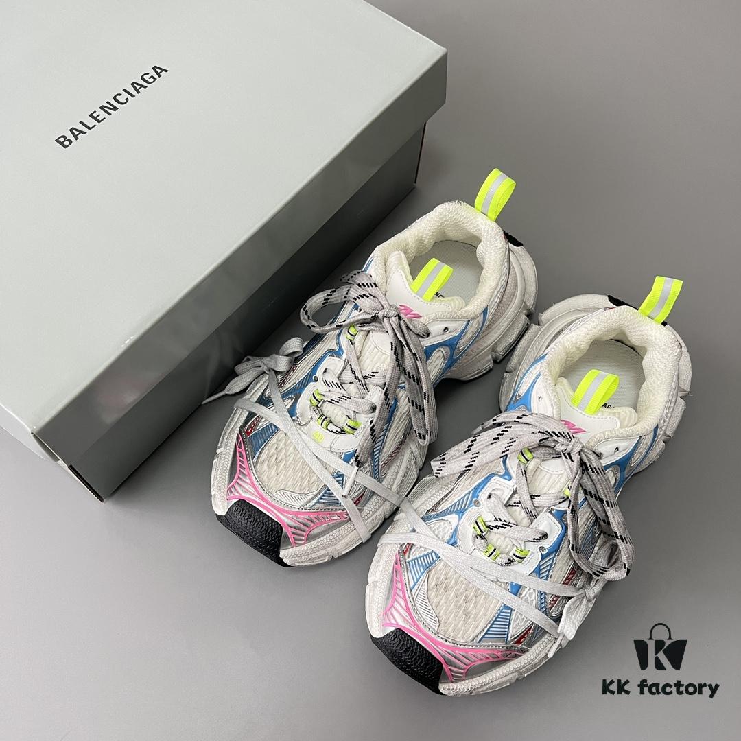 6930e9326e68136f4d9b2f81 Balenciaga 3XL Mesh Lace-Up Distressed Low-Top Daddy Shoes in White, Red, and Blue