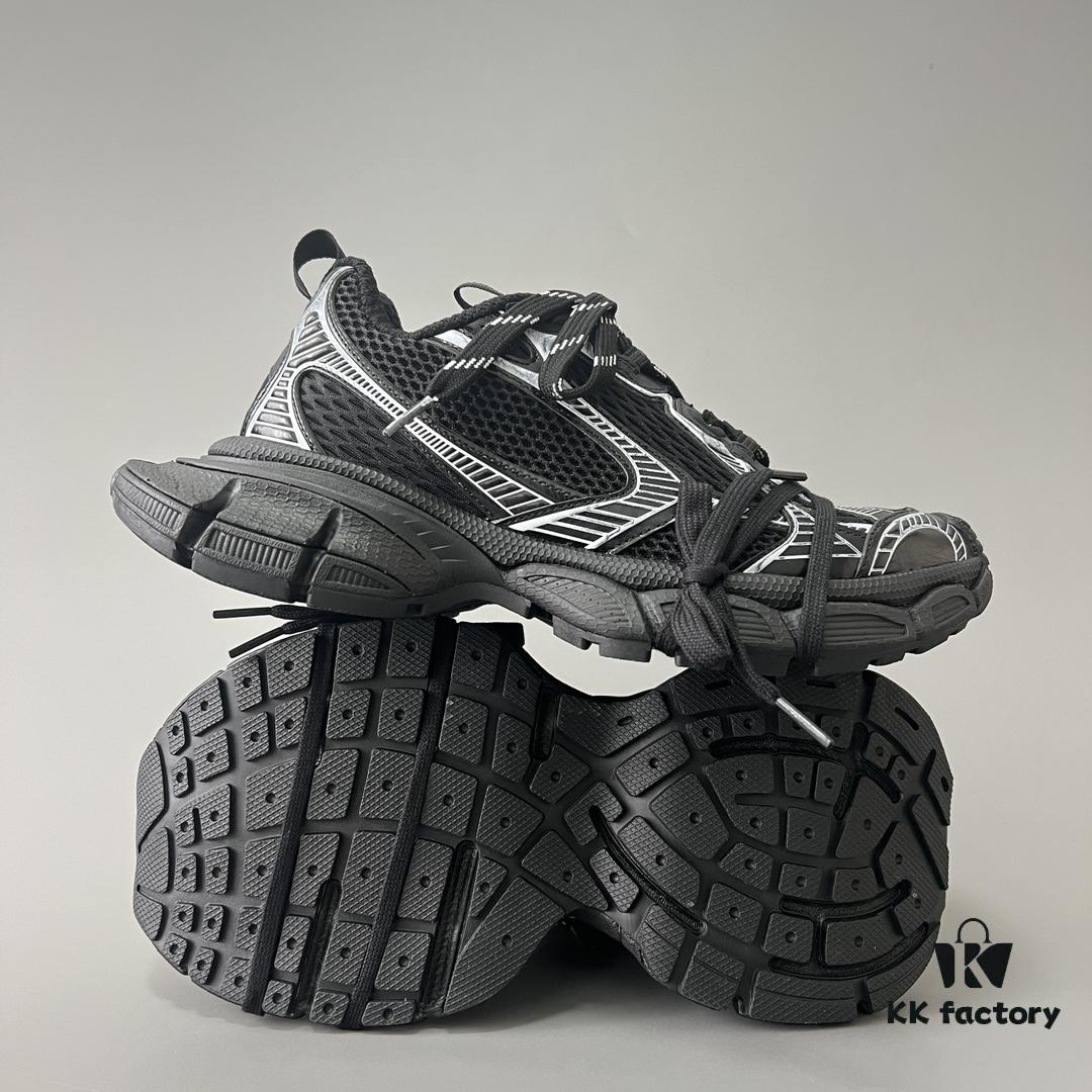 6930e9366e68136f4d9b2f87 Balenciaga 3XL Mesh Lace-Up Distressed Low-Top Daddy Sneakers in Black and White
