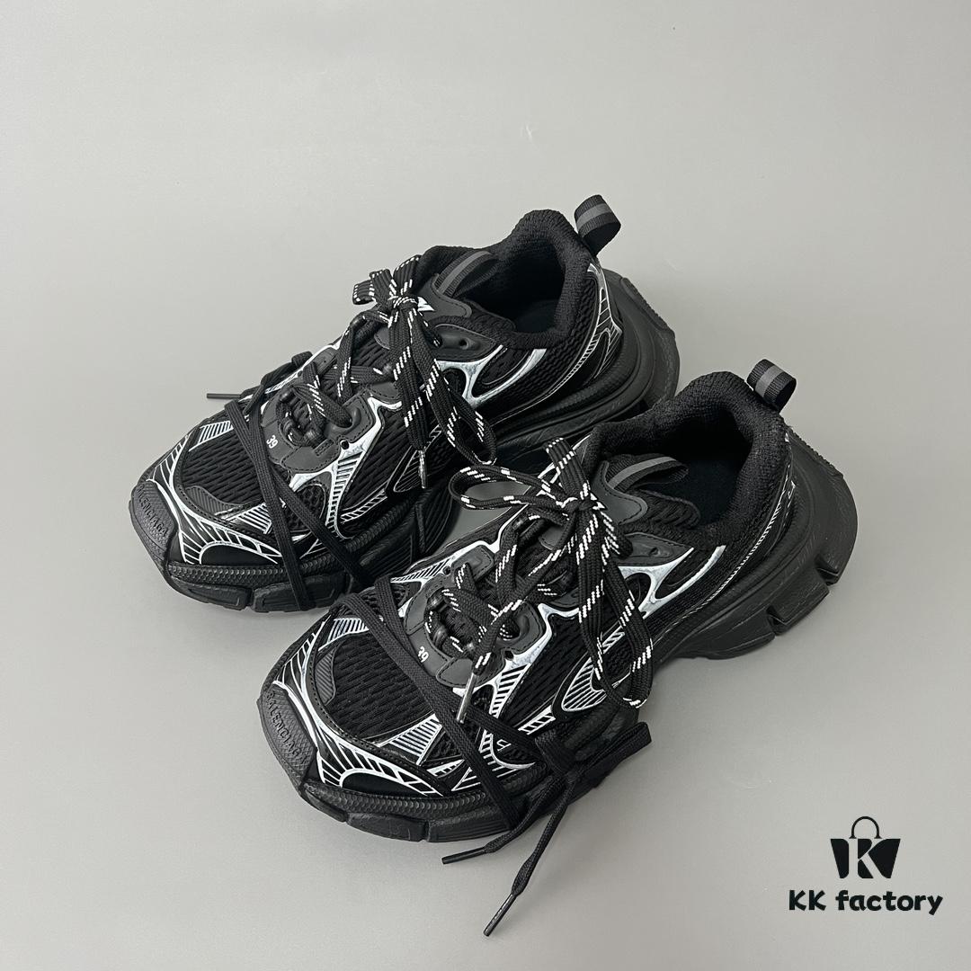 6930e9386e68136f4d9b2f89 Balenciaga 3XL Mesh Lace-Up Distressed Low-Top Daddy Sneakers in Black and White