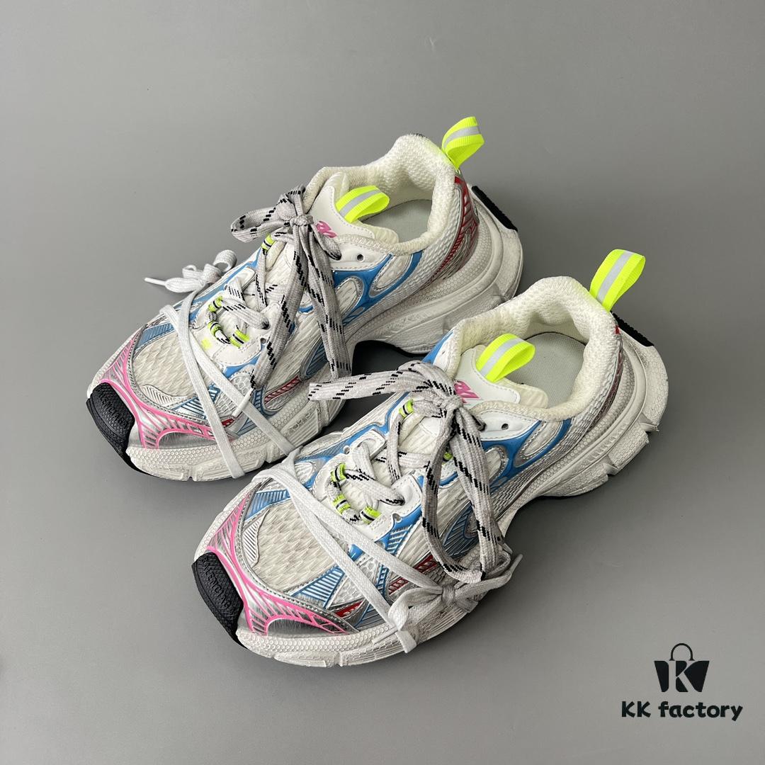6930e9476e68136f4d9b2f9f Balenciaga 3XL Mesh Lace-Up Distressed Low-Top Daddy Shoes in White, Red, and Blue