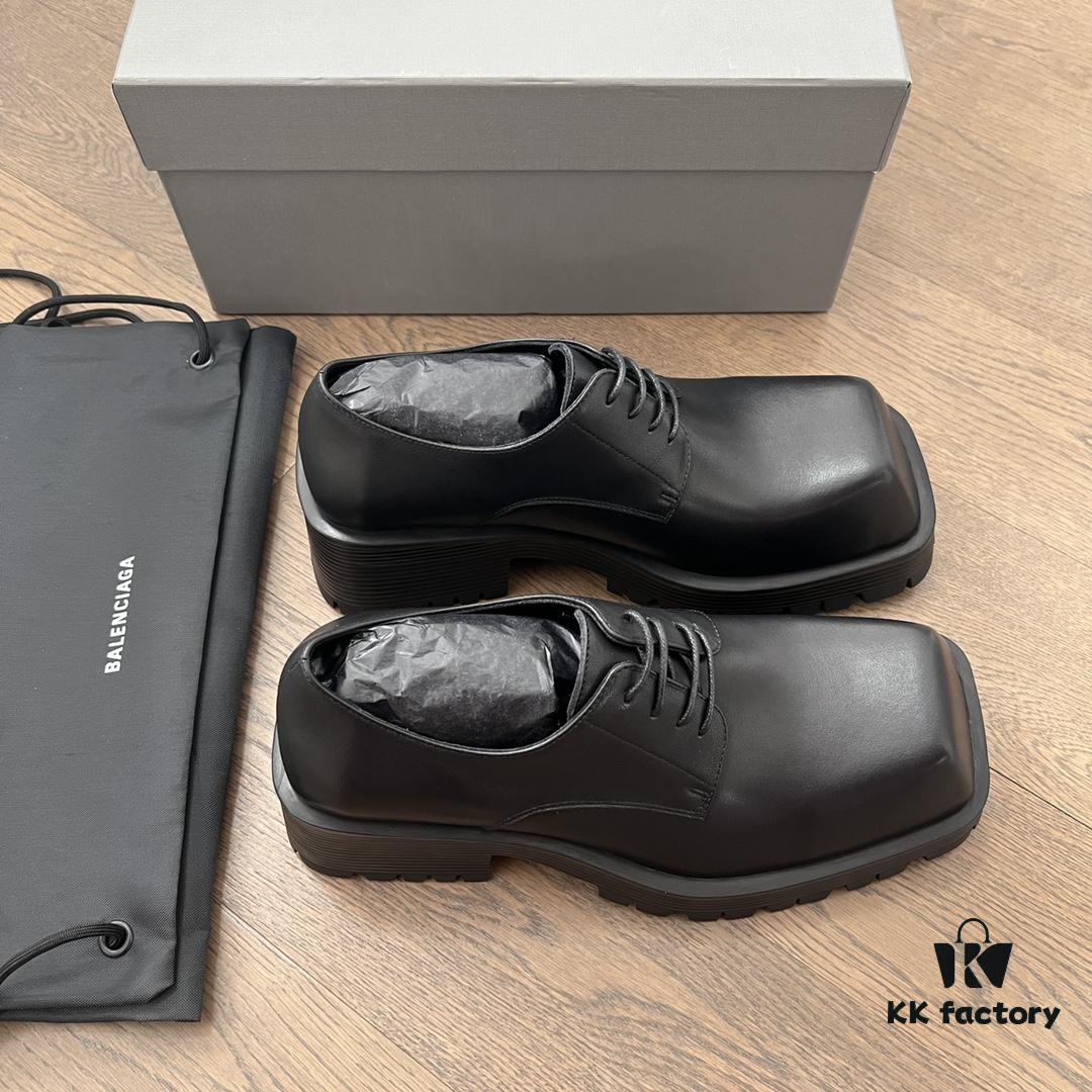 6930e9706e68136f4d9b2fdd Balenciaga Trooper 4-Eyelet Lace-Up Platform Square-Toe Derby Shoes