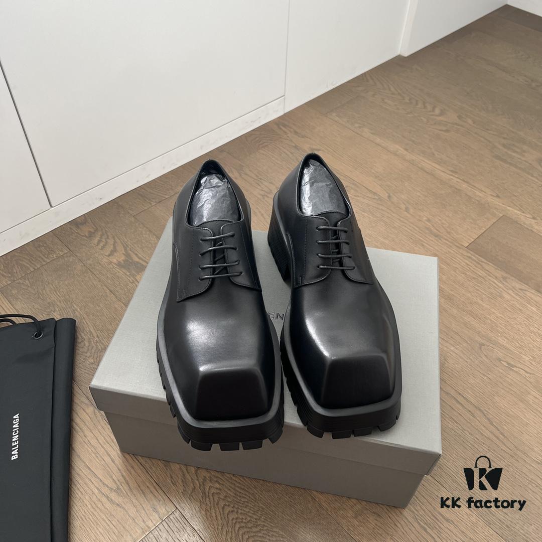 6930e9746e68136f4d9b2fe2 Balenciaga Trooper 4-Eyelet Lace-Up Platform Square-Toe Derby Shoes