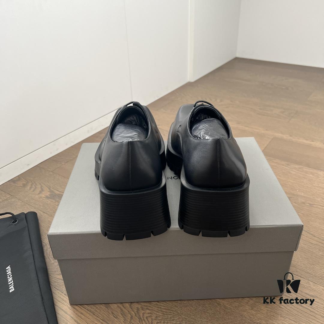 6930e9756e68136f4d9b2fe3 Balenciaga Trooper 4-Eyelet Lace-Up Platform Square-Toe Derby Shoes