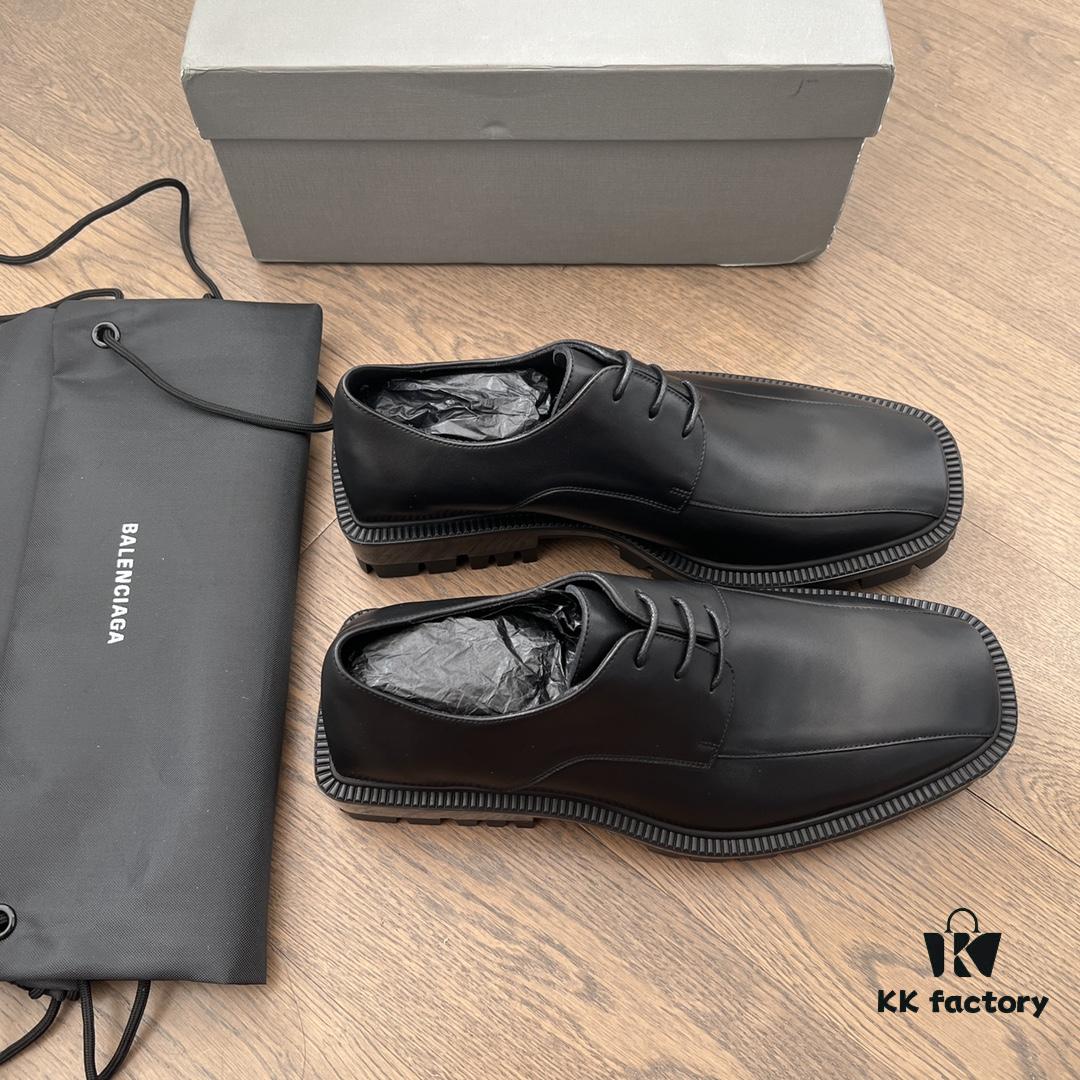 6930e98a6e68136f4d9b3000 Balenciaga 3-Eyelet Lace-Up Square-Toe Derby Shoes with Gear-Textured Sole