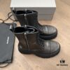 6930e9a96e68136f4d9b3027 Balenciaga Tractor Leather Lace-Up Short Boots with Thick Sole and Distressed Detail