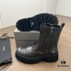 6930e9ad6e68136f4d9b302c Balenciaga Tractor Leather Lace-Up Short Boots with Thick Sole and Distressed Detail