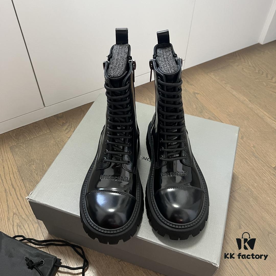 6930e9b16e68136f4d9b302e Balenciaga Tractor Chunky Leather Lace-Up Ankle Boots
