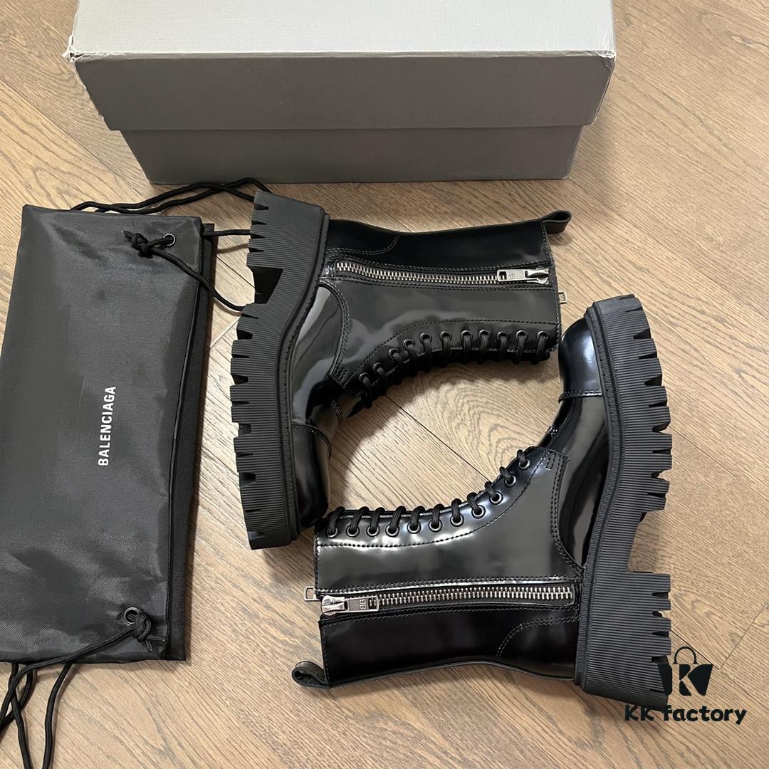 6930e9b16e68136f4d9b302f Balenciaga Tractor Chunky Leather Lace-Up Ankle Boots