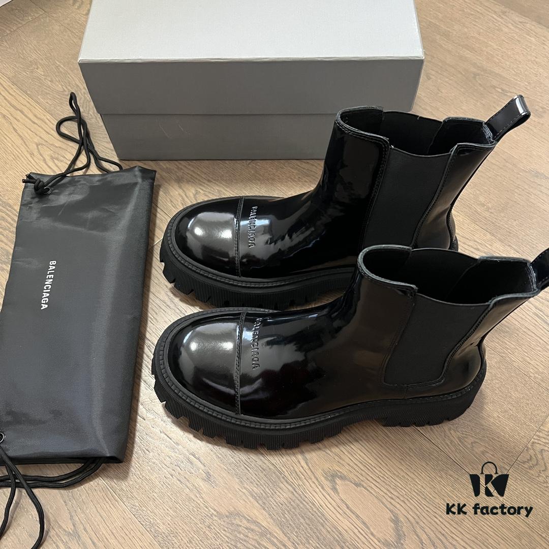 6930e9bc6e68136f4d9b3036 Balenciaga Tractor Outsole Split Pearl Calfskin Thick-Soled Short Boots
