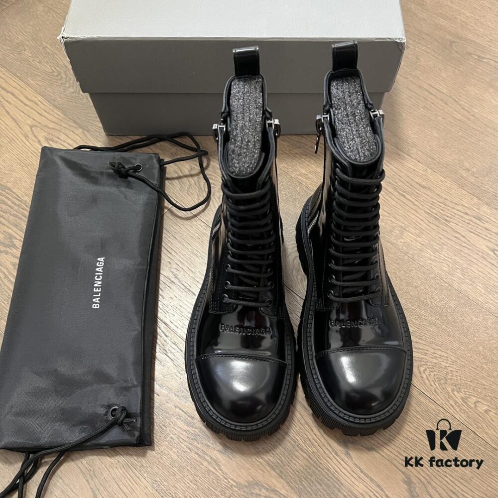 6930e9c06e68136f4d9b303a Balenciaga Tractor Chunky Leather Lace-Up Ankle Boots