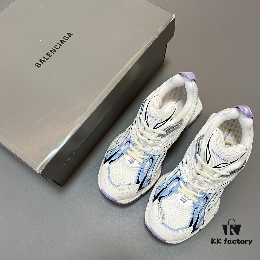 6930e9d56e68136f4d9b304b Balenciaga X-Pander Mesh Nylon Lace-Up Non-Slip Low-Cut Sneakers in White, Blue, and Purple