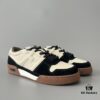 6930eada6e68136f4d9b317c FENDI Match Unisex Retro Patchwork Leather Sneakers in Black and White