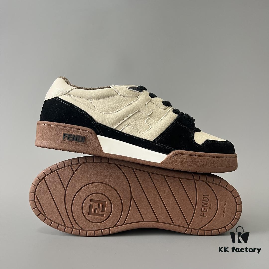 6930eadd6e68136f4d9b3180 FENDI Match Unisex Retro Patchwork Leather Sneakers in Black and White