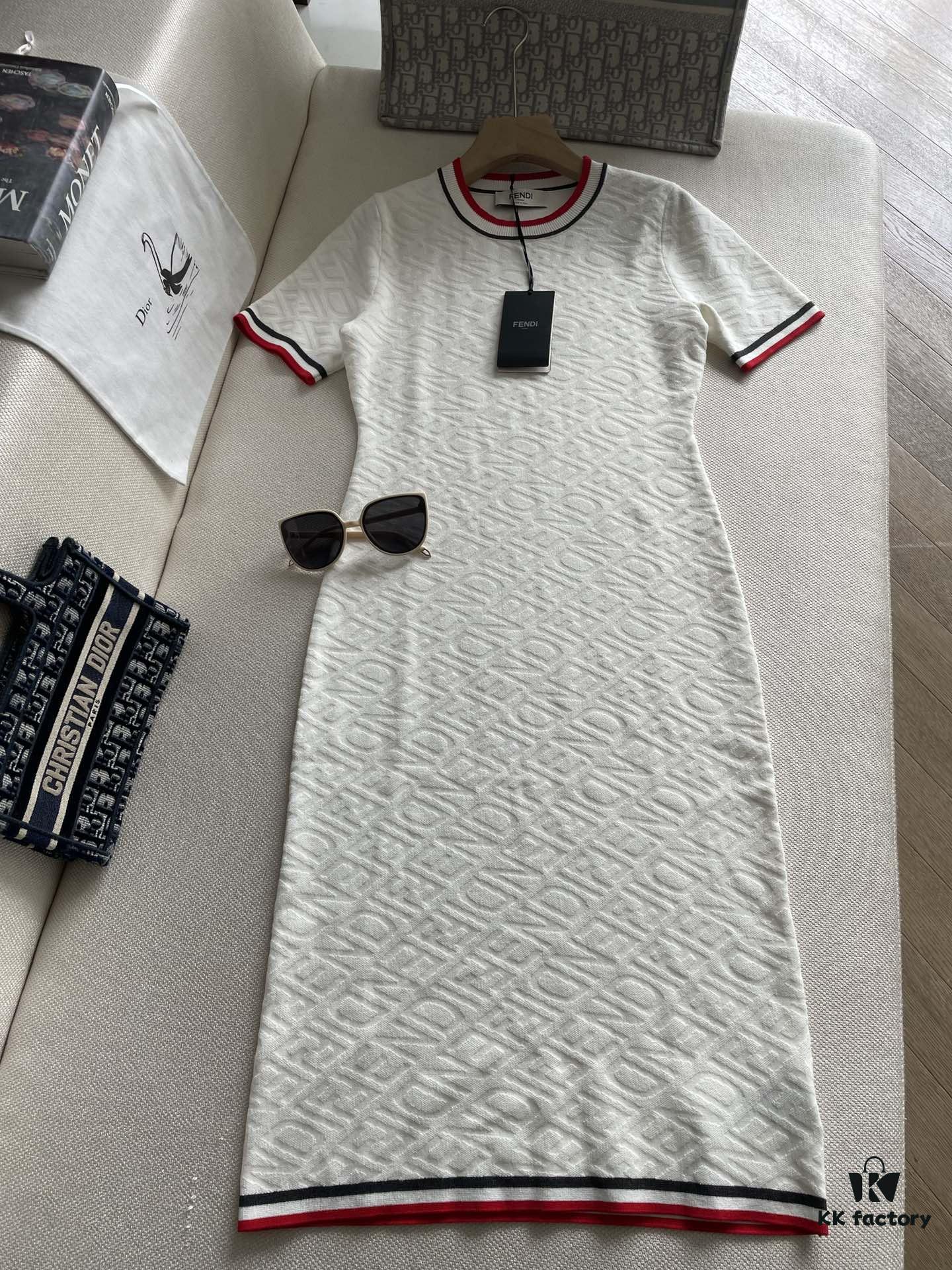 6930eb026e68136f4d9b31b8 FEND* Fashion Knit Short-Sleeve Dress with All-Over Logo