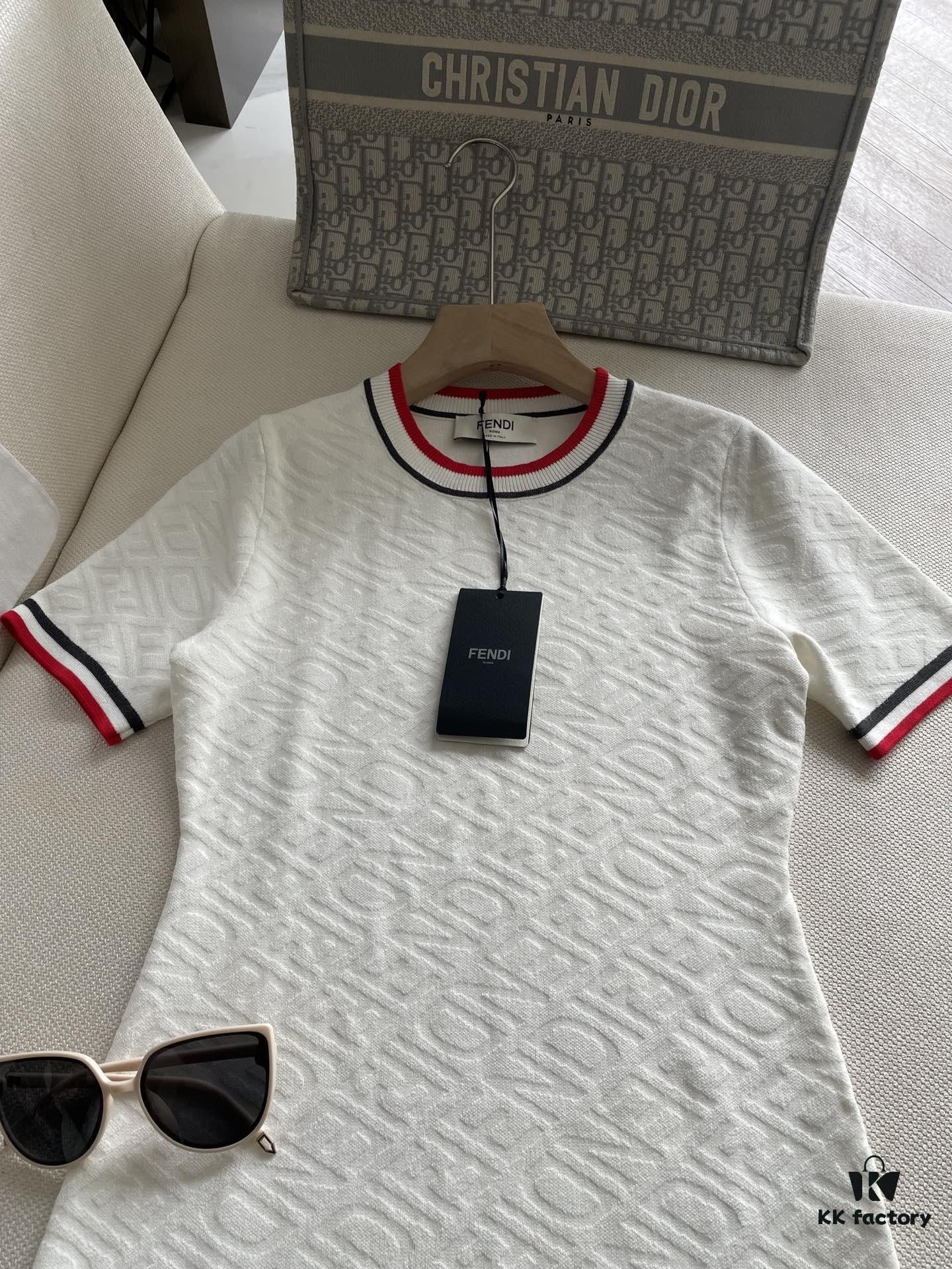6930eb226e68136f4d9b31dc FEND* Fashion Knit Short-Sleeve Dress with All-Over Logo