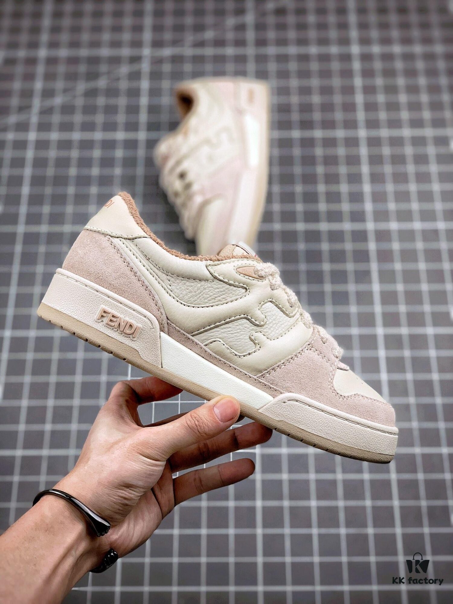 6930eb256e68136f4d9b31e0 FENDI Match Unisex Casual Sneakers, Designer Kim Jones Latest Release, Luxurious Leather and Suede Fusion with FF Logo, Anti-Scratch Chip Embedded Sole