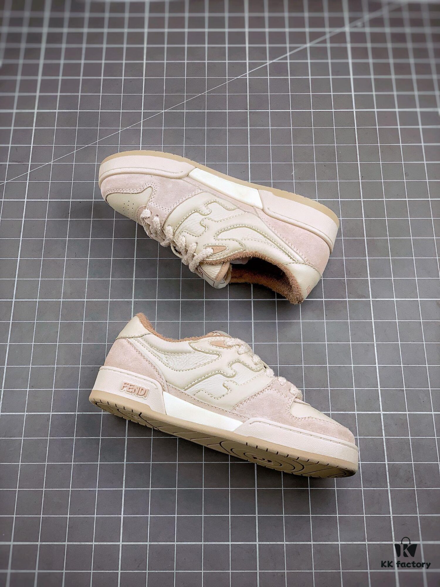 6930eb266e68136f4d9b31e1 FENDI Match Unisex Casual Sneakers, Designer Kim Jones Latest Release, Luxurious Leather and Suede Fusion with FF Logo, Anti-Scratch Chip Embedded Sole