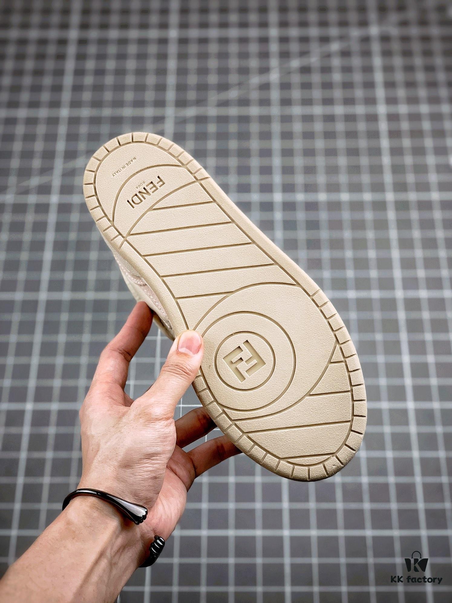6930eb286e68136f4d9b31e4 FENDI Match Unisex Casual Sneakers, Designer Kim Jones Latest Release, Luxurious Leather and Suede Fusion with FF Logo, Anti-Scratch Chip Embedded Sole