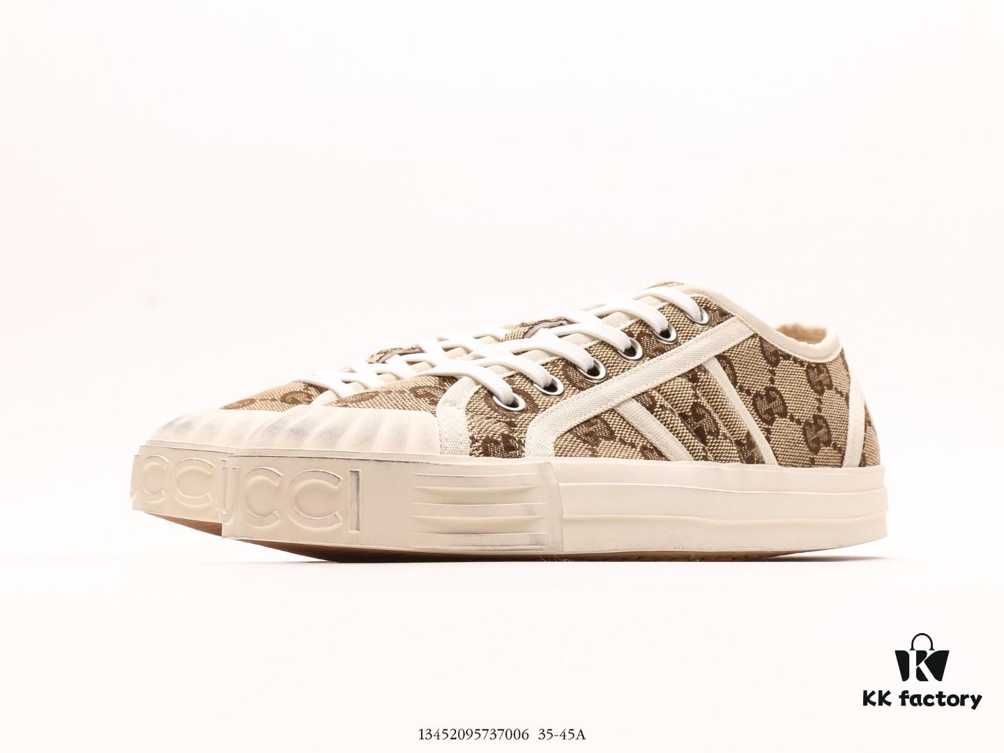 6930eb716e68136f4d9b3251 Gucci Tennis 1977 Canvas Sneakers, Classic Vintage-Style GG Supreme Canvas Men's Shoes with Red and Green Web Stripe and Natural Rubber Sole