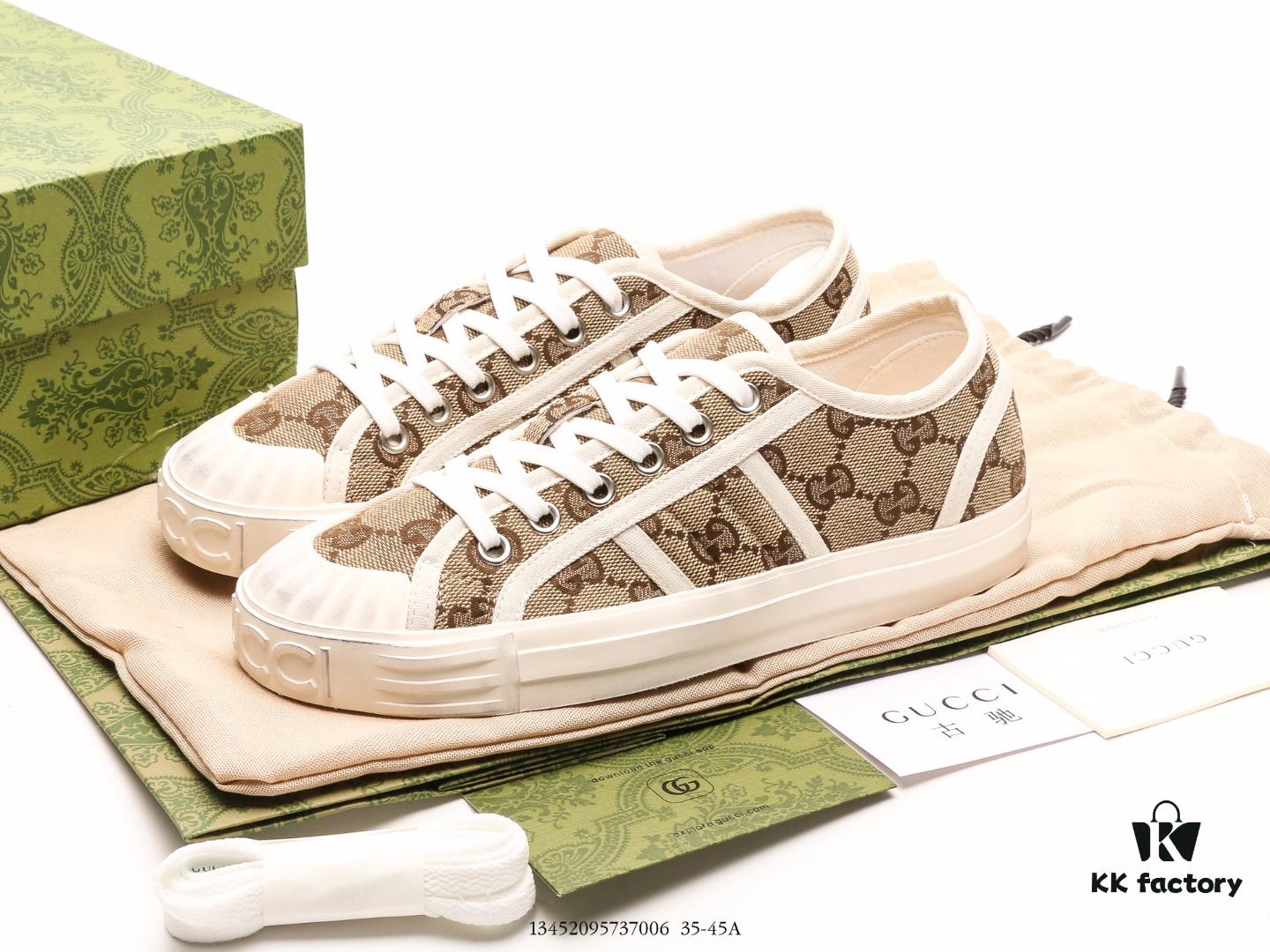 6930eb756e68136f4d9b3257 Gucci Tennis 1977 Canvas Sneakers, Classic Vintage-Style GG Supreme Canvas Men's Shoes with Red and Green Web Stripe and Natural Rubber Sole