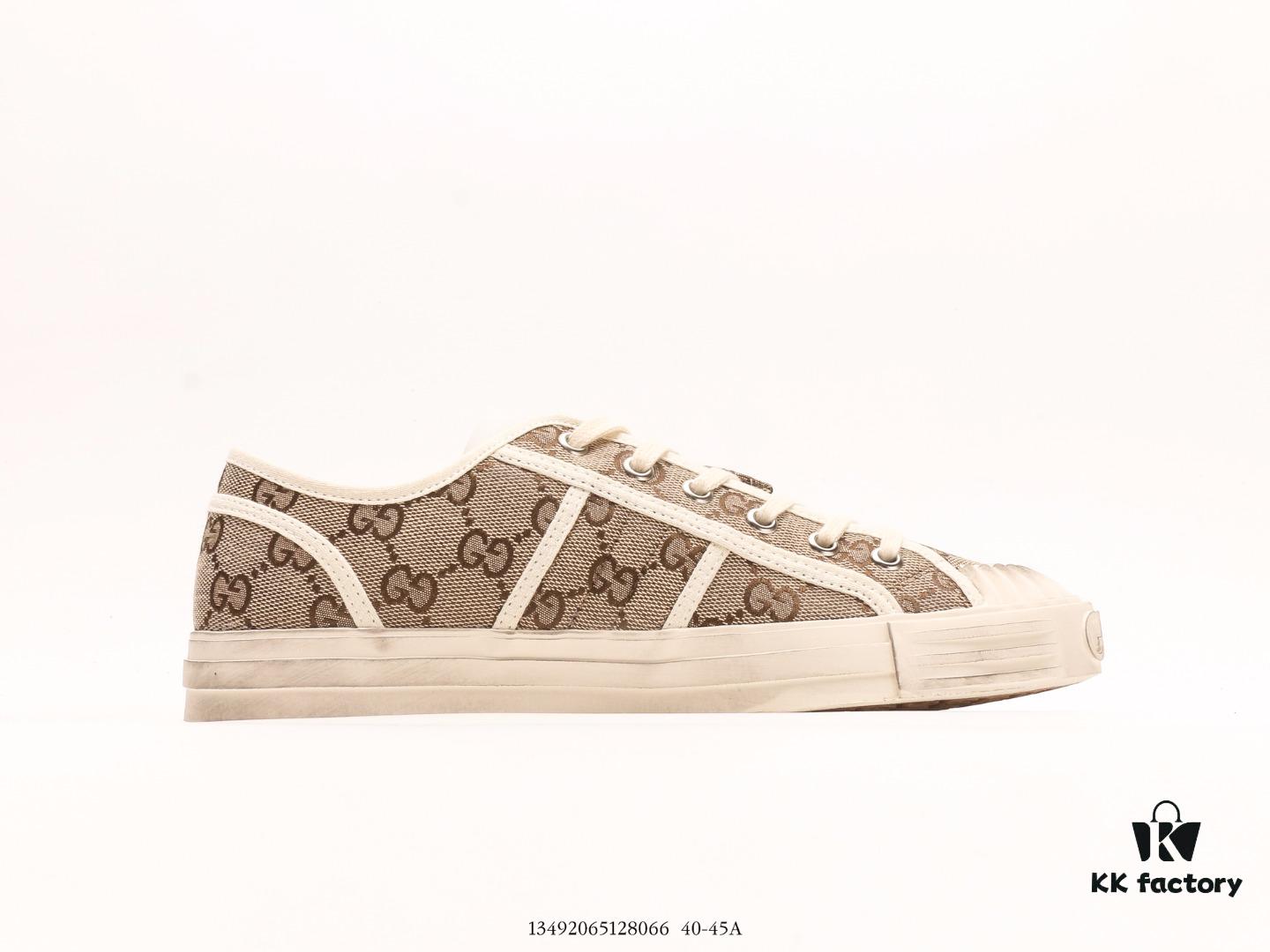 6930eb7b6e68136f4d9b325d Gucci Tennis 1977 Vintage Canvas Sneakers, Iconic GG Supreme Pattern, Red and Green Web Stripe, Natural Rubber Sole, Classic Unisex Design
