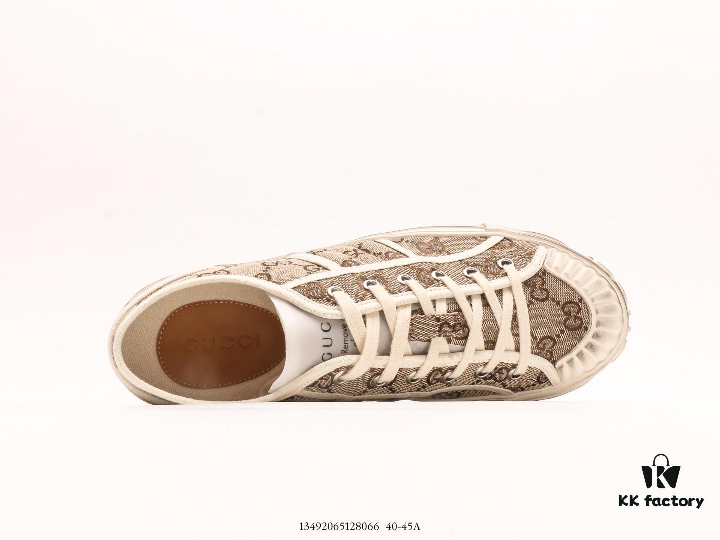 6930eb7b6e68136f4d9b3261 Gucci Tennis 1977 Vintage Canvas Sneakers, Iconic GG Supreme Pattern, Red and Green Web Stripe, Natural Rubber Sole, Classic Unisex Design