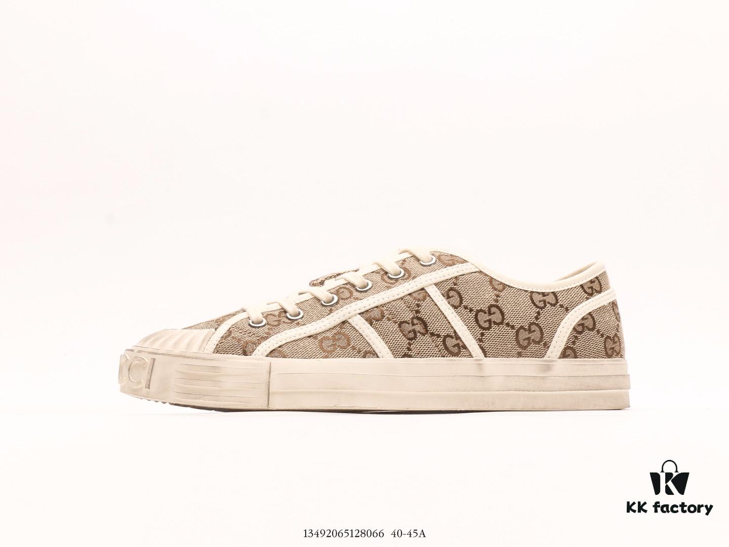 6930eb7c6e68136f4d9b3262 Gucci Tennis 1977 Vintage Canvas Sneakers, Iconic GG Supreme Pattern, Red and Green Web Stripe, Natural Rubber Sole, Classic Unisex Design