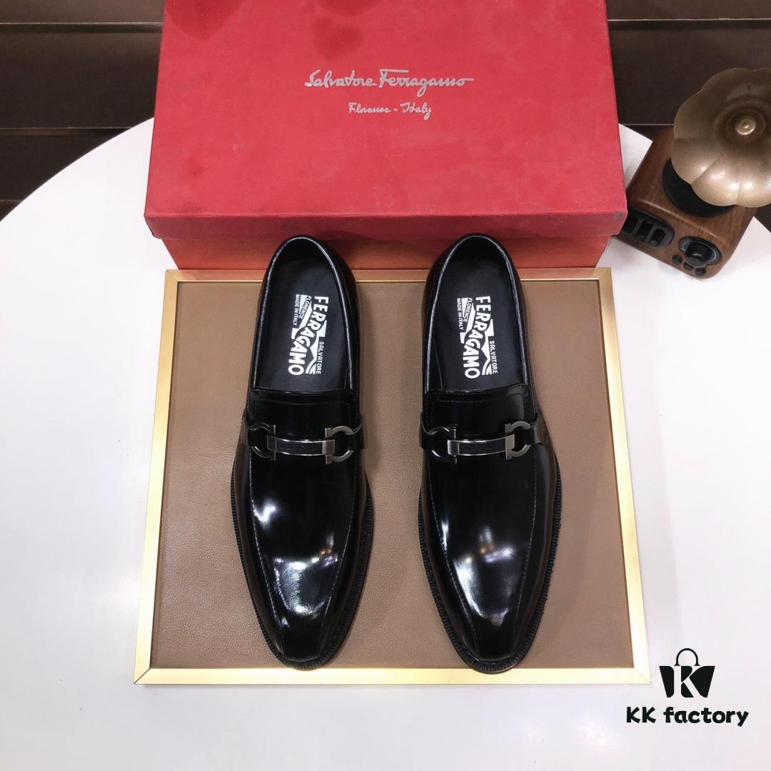 6930eba36e68136f4d9b329c Ferragamo Latest Collection Original Imported Top-Grade Calfskin Leather Loafer with Premium Lamb Leather Lining, Authentic Luxury Metal Buckle and Original Combined Sole